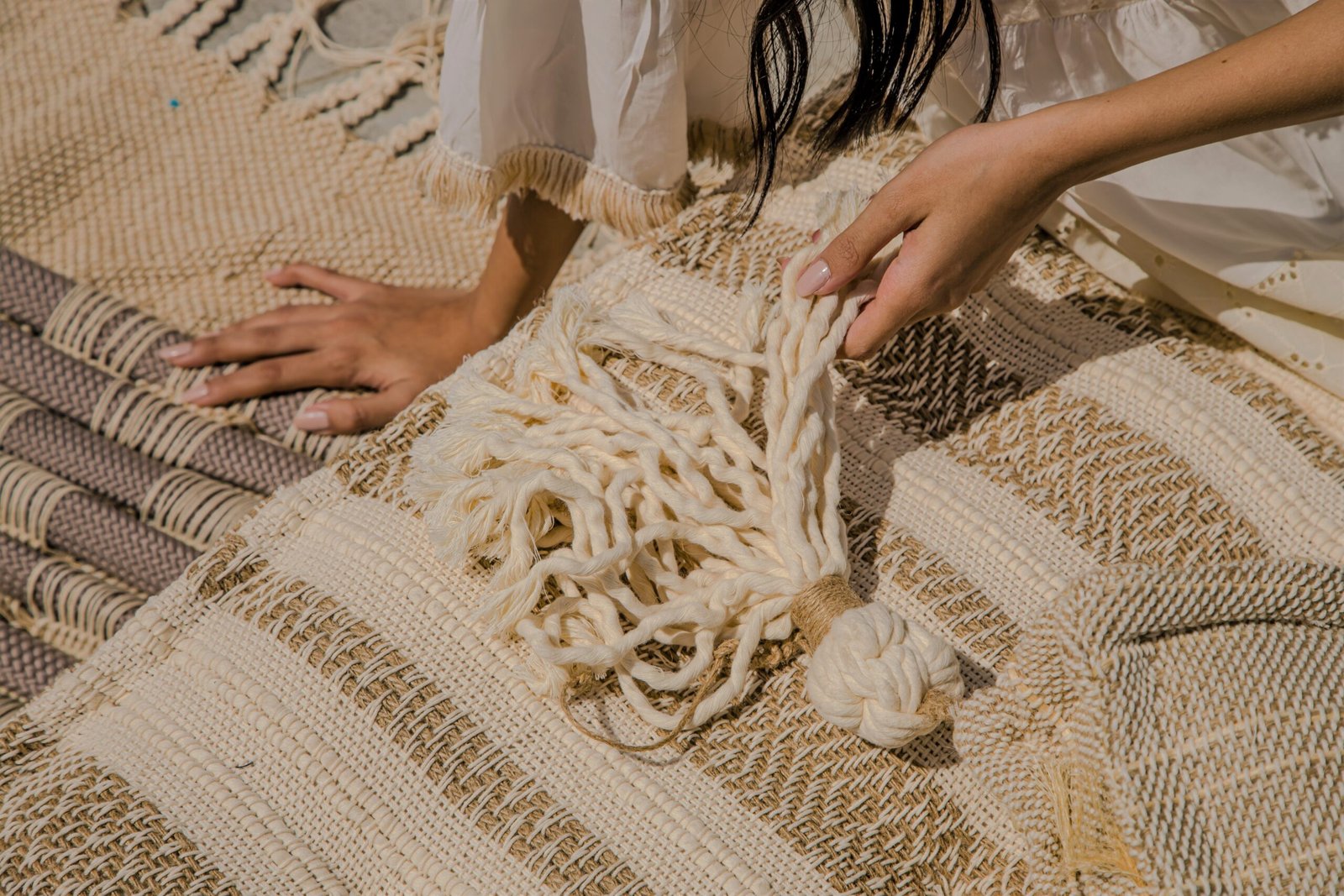 Sandy boho floor cushions